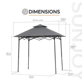 SUNJOY 5 x 8 ft. Grill Gazebo Pop Up Double Tiered Outdoor Gazebo Standing-Height Canopy with Magnetic LED Light, Adjustable Ceiling Height, for BBQ,Picnics, Outdoor Events, Gray Sunjoy