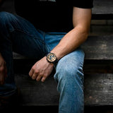 BOBO BIRD Wooden Mens Watches Large Size Stylish Wood & Stainless Steel Combined Chronograph Military Quartz Watch (Balck Wood Band) BOBO BIRD