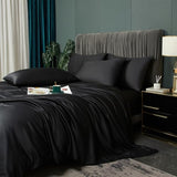 YASMENG Cooling Duvet Cover Full Set Black, 100% Viscose Derived from Bambo, Summer Soft Breathable Rayon Bedding Set for Hot Sleepers, Luxury Luxurious Silky Smooth Comforter Cover for All Seasons YASMENG