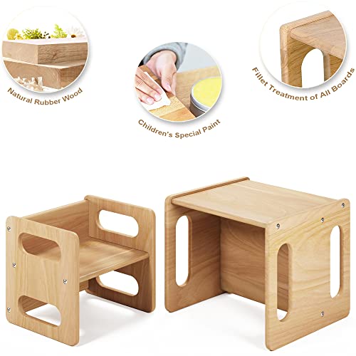 ERUGI Montessori Weaning Table and Chair Set,Real Hardwood, Desk for Toddler Reading,Snack Time,Playroom,Activity Cube,Step Stool,1-3 Year Old Kids Montessori Furniture - WoodArtSupply