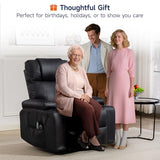 Brage Living Power Lift Recliner Chair for Elderly with Massage & Heat, 160° Adjustable PU Leather Electric Recliner with Remote, Cup Holders, Side Pockets, and Stand Assist for Living Room (Black)