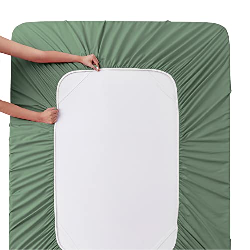 Manyshofu Extra Deep Pocket Full Size Sheets Set - Hotel Luxury 1800 Thread Count Sheets & Pillowcases - Kids Bedding Set up to 24" Mattress - Sage Green Bed Sheets 18-24 Inch Deep Pockets - 4 Piece Manyshofu