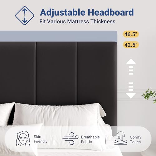 Allewie King Size Velvet Lift Up Storage Bed Frame, Vertical Channel Tufted Headboard, Hydrualic Underneath Storage, Upholstered Platform Bed, Wooden Slats Support, No Box Spring Needed, Black Allewie