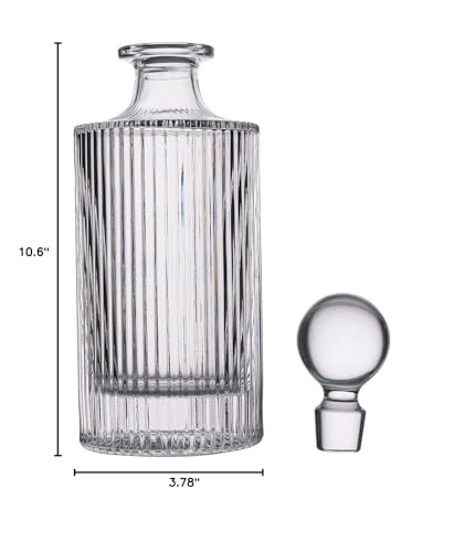 Whiskey Decanter and Glass Stopper 27 oz Square Decanter for Whiskey, Bourbon, Brandy, Liquor, and Rum QUEEN&STONE LEAD FREE