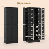 Giantex Kitchen Pantry Cabinet, 65.5" Tall Kitchen Hutch w/8-Tier Storage Cabinet, 16-Tier Door Shelves & Adjustable Shelves, 4-Door Freestanding Buffet Sideboard for Dining Room, Living Room (Black) Giantex