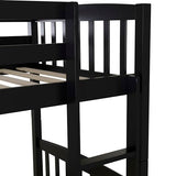 Linon Howell Black Solid Wooden Twin Over Twin Bunk Bed with Ladder Linon