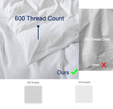 100% Egyptian Cotton Duvet Cover Set Queen Size, Waffle Weave Duvet Cover, 600 TC Soft Breathable Luxury Textured Bedding Set for All Season, 3 PCS, 1 Duvet Cover and 2 Pillowcases, White, 90"x90" Zaizaihome