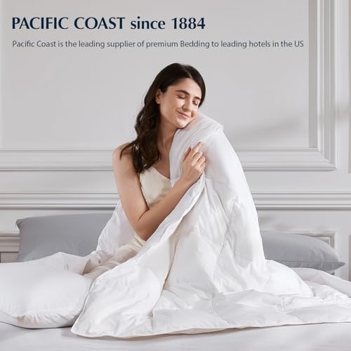 Pacific Coast Lightweight Goose Feather Down Fiber Comforters King Size, Summer Duvet Insert, Ultra Soft, Breathable, Hotel Luxury Bedding Comforter with 8 Tabs, White, 106 x 90 inches Pacific Coast