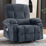 Power Lift Recliner Chair for Elderly, Electric Massage Recliner with Lumbar Heat, Fabric Single Sofa with 2 Cup Holders, USB Ports & Side Pockets, Infinite Position Motorized Chair for Living Room