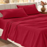 Bare Home Organic Cotton Flannel Sheet Set - Twin XL Size - 100% Cotton - Double Brushed for Extra Softness & Comfort - Warm, Cozy, and Durable - Breathable - Bed Sheets (Twin, Red) Bare Home