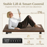 Perledesign 70" Standing Desk with Storage, Executive Electric Height Adjustable Stand Up Desk with AC/USB, Privacy Panel, Large One-Piece Destop, Fluted Computer Desk, Black Walnut Perledesign