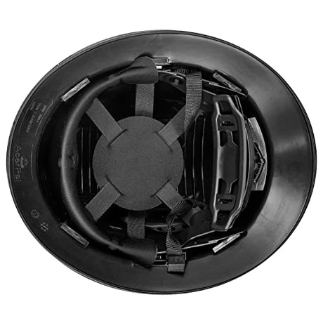 Acerpal Full Brim Non-Vented Classic Black Carbon Fiber Design Matte Finish OSHA Construction Approved Hard Hat with 6-Point Suspension Casco de construccion ACERPAL