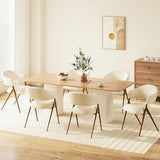 COLAMY Dining Chairs Set of 6, Modern Fabric Upholstered Dining Room Kitchen Side Chairs with Iron Legs, Open Back and Padded Seat for Living Room/Restaurant/Cafe, Beige COLAMY