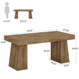 Tribesigns 55" Executive Desk, Wooden Office Desk with Double Pedestal, Modern Simple Computer Writing Table for Home Office, Light Brown Tribesigns