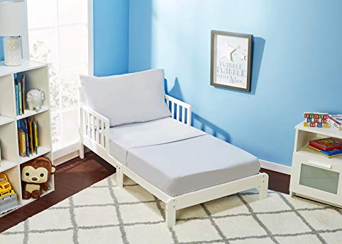 EVERYDAY KIDS 3 Piece Toddler Sheet Set - Soft Breathable Microfiber Toddler Bedding - Includes a Flat Sheet, a Fitted Sheet and a Pillowcase - Solid Grey EVERYDAY KIDS
