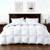 Feather Down Fiber Comforter Queen Size,Premium Ultra-Soft Breathable Comforter High Fill Power White Duvet Insert,All Season Hotel Luxury Bedding Comforters 8 Corner & Center Loops,Baffle Box Design HYVIF