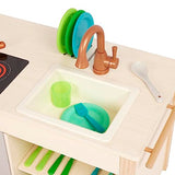 Battat – Play Kitchen & Market – Toddler-Friendly Size – Chalkboard Menu & Oven Dials – 25 Toy Cooking Accessories – 2 Years + – Two n' One Cookin' Fun Battat