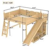 Bellemave Queen Size Kids Loft Bed with Storage Shelves & Cabinet, Solid Wood Loft Bed Frame with Detachable Slide & Ladders for Girls Boys (Natural/Queen) Bellemave
