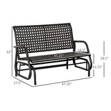 Outsunny Dark Grey 2-Person Outdoor Wicker Glider Bench with Extra Wide Seat Outsunny