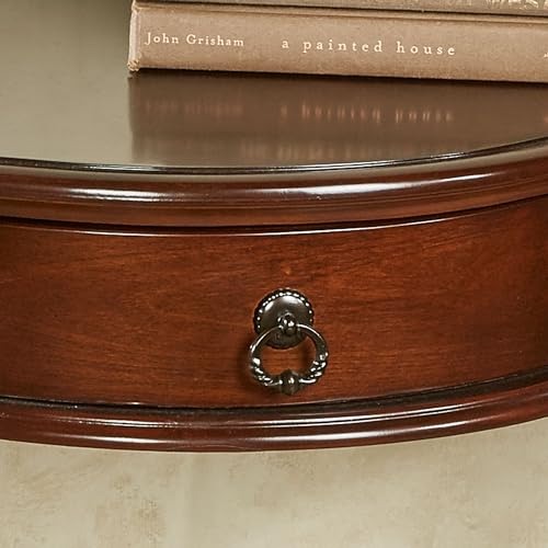 Touch of Class Eudora Natural Cherry Console Table | Half Round Wooden Vintage Accent | Semi Circle Traditional Style Furniture for Bedroom, Living Room, Sofa Touch of Class