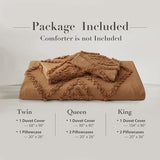 Oli Anderson Tufted Duvet Cover Twin Size, Soft and Lightweight Duvet Covers Set for All Seasons, 2 Pieces Boho Embroidery Shabby Chic Bedding Set (Pumpkin Brown, Twin, 68"×90") Oli Anderson