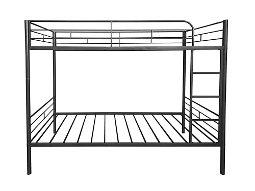 PVWIIK Bunk Bed Twin Over Twin with Guardrail for Dormitory,Living Room,Bedroom,Multifunctional Bed Frame w/Space Saving Design & Ladder,Black PVWIIK