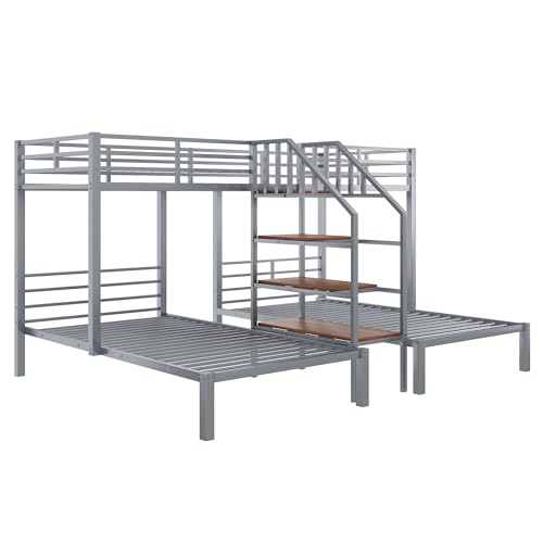 Bellemave Triple Metal Bunk Bed for 3 Kids, Twin Over Twin Over Twin Size Bunk Bed Bellemave