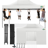 COBIZI 10x15 Pop Up Canopy with 4 Sidewall,Heavy Duty Canopy UPF 50+ All Season Wind Waterproof Commercial Outdoor Wedding Party Tents for Parties Gazebo with Carry Bag(10 x 15 ft White) COBIZI