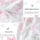 Jolusere Floral Duvet Cover Queen Pink Bow Bedding Set for Girls Kids, Princess Style Bowknot Flower Design, Coquette Duvet Cover Set 3 Pieces, 2 Pillowcases, 100% Microfiber Jolusere