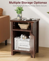 YESHOMY Farmhouse Modern Nightstand with Shelf and Barn Door, Set of 2 for Bedroom, Espresso YESHOMY