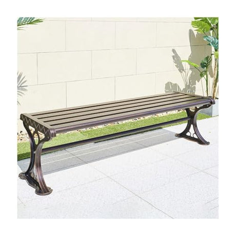 JHKJDS Garden Bench Outdoor Benches Weatherproof Outdoor Simple Bench, Backless Park Bench, Sturdy Metal Frame and Seat, Modern Outdoor Lounge Chair for Garden, Patio, Backyard Metal Garden Bench JHKJDS