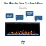 Touchstone Sideline Elite 50" Electric Fireplace with Alexa Built-in - in-Wall Recessed Design - 1500W Heater for Supplemental Warmth - 6 Flame & 10 Ember Bed Color Options - Smart Home Voice Control Touchstone