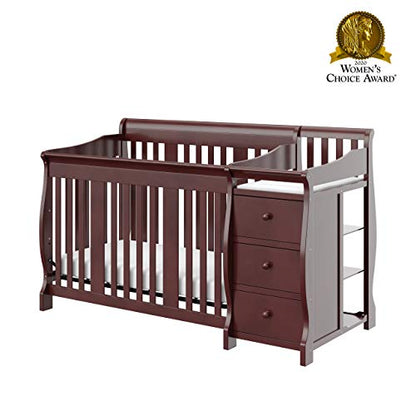 Storkcraft Portofino 5-in-1 Convertible Crib and Changer (Espresso) – Crib and Changing -Table Combo with 3 Drawers, Includes Baby Changing Pad, Converts to Full-Size Bed