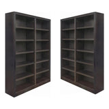 Home Square Espresso Tall 12-Shelf Double Wide Solid Wood Bookcase - Set of 2 Home Square