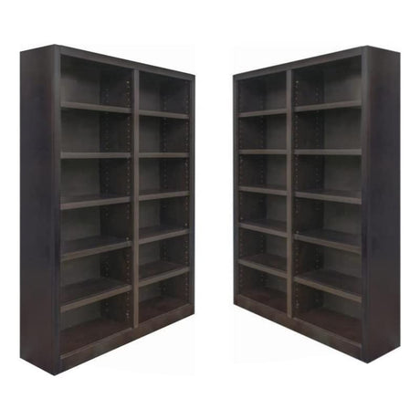 Home Square Espresso Tall 12-Shelf Double Wide Solid Wood Bookcase - Set of 2 Home Square