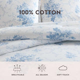 Laura Ashley - Twin Duvet Cover Set, Plain Weave Cotton Bedding with Matching Sham, Button Closure, Lightweight for Year Round Use, Dorm Essentials, Oeko-Tex Certified (Sophia Blue) Laura Ashley