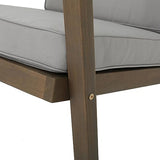 Christopher Knight Home Leah Outdoor Acacia Wood Chat Set with Water Resistant Cushions, 3-Pcs Set, Grey Finish / Grey Christopher Knight Home
