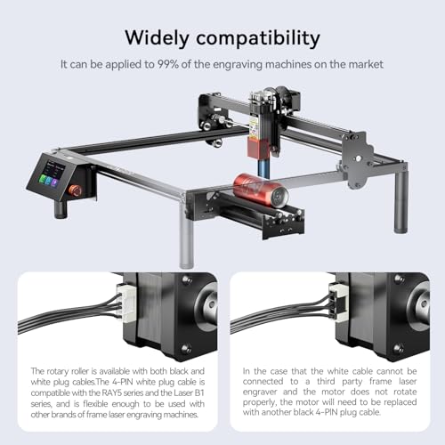 Longer Laser Engraver Rotary Roller, Y-axis Laser Engraver Attachment 360° Rotation, a Good Partner for Laser Engraving Machine， Compatible with Other Brands of Engraver Longer