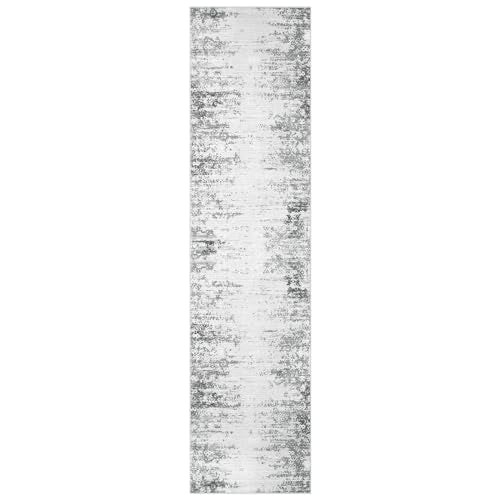 Lahome Abstract Grey Long Runners for Hallways, Washable 2.5x10 Non-Skid Low-Pile Rug Runners for Hallways Non-Slip 10 ft Modern Ombre Indoor Floor Runner for Kitchen Entryway Lahome