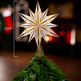 Kurt S. Adler Kurt Adler 10-Light 12-Point Capiz Star and Center Gem Treetop, 10.24in, Gold, White Kurt S. Adler