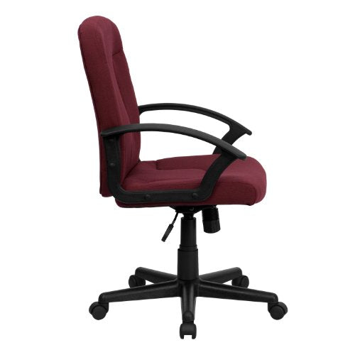 Flash Furniture Garver Mid-Back Burgundy Fabric Executive Swivel Office Chair with Nylon Arms Flash Furniture