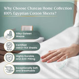 100% Egyptian Cotton Sheets Queen Size Bed Set, 15" Deep Pocket Queen Sheet set, Sateen Cotton Bed Sheet, Cool Soft Breathable No Pill Elasticated Luxury White Bedding For All Seasons