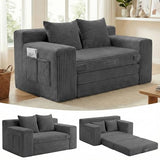 Boneless Loveseat Sleeper Sofa Bed: 3-in-1 Convertible Sofa Bed with Side Pockets & Handle,Pull Out Couch with 2 Pillows,Folding Futon for Small Space,Living Room & Bedroom,Corduroy Fabric,No Assembly Winzoo