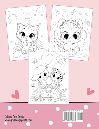 Cute Cats Coloring Book for Kids Ages 4-8: Adorable Cartoon Cats, Kittens & Caticorns (Coloring Books for Kids) WoodArtSupply