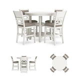 Signature Design by Ashley Erinberg Casual Counter Height Dining Table and 4 Armless Upholstered Bar Stools with Footrest and 2 Shelves, Set of 5, White & Light Gray Signature Design by Ashley