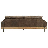Acme Silchester Leather Sofa in Oak and Distress Chocolate Acme
