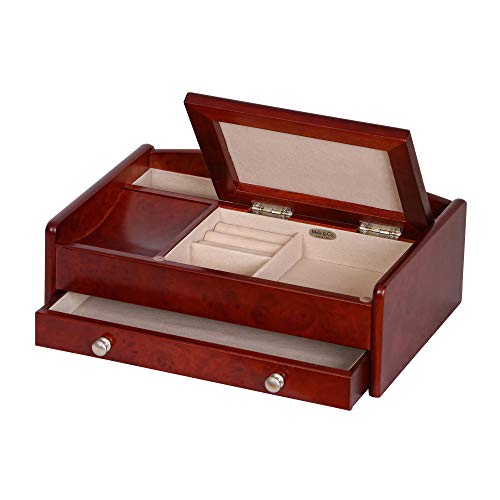 Mele & Co. Davin Men's Wooden Dresser Top Valet in Dark Burlwood Walnut Finish Mele & Co. Since 1912