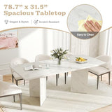 Zevemomo 63"-78.7" Expandable Dining Table, 4-8 Extendable Dining Table, Conference Table with Slide Track, Wooden Farmhouse Kitchen Table with Sturdy Base for Office, Living Room-White Zevemomo