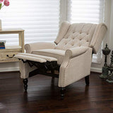 CHRISTOPHER KNIGHT HOME GDF Studio Elizabeth Tufted Fabric Recliner, Vintage Reclining Reading Armchair, Light Beige GDFStudio