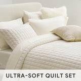 RECYCO Luxury Velvet Quilt Set King Size, Lightweight Velvet Comforter Set, Oversized Bedspread Coverlet Quilted Bedding Set, with 2 Matching Pillow Shams, for All Season, Cream White RECYCO